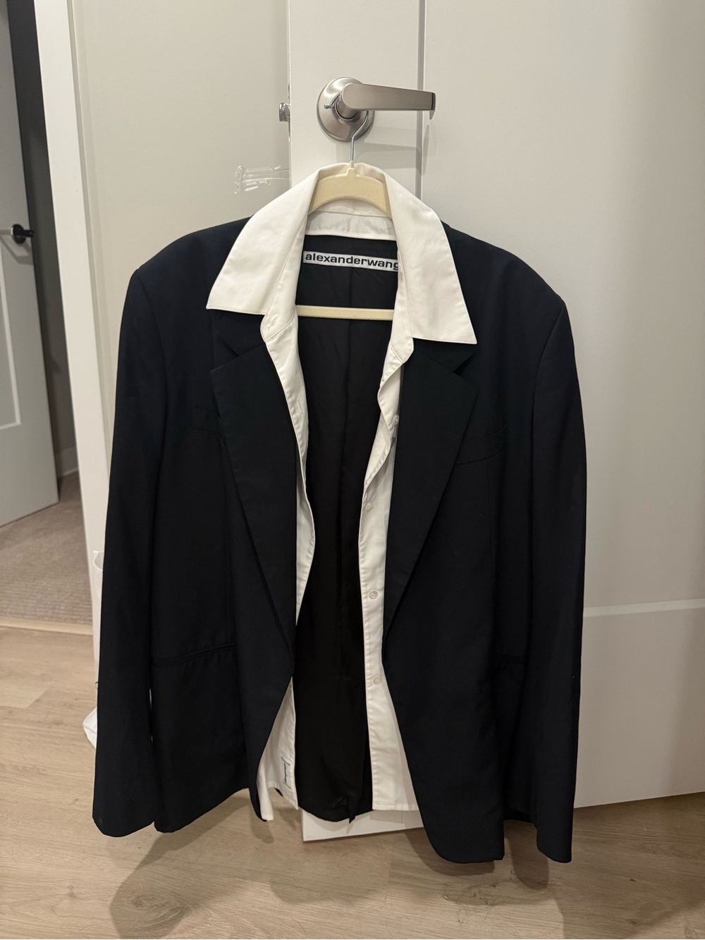 Alexander Wang Black Blazer w/ Detachable White Shirt Layer M/L